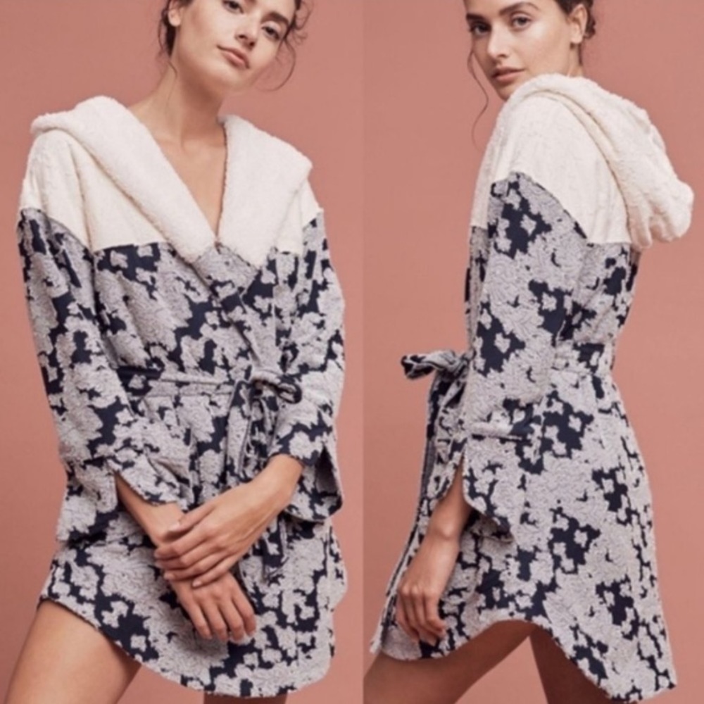 Anthropologie blue floral robe